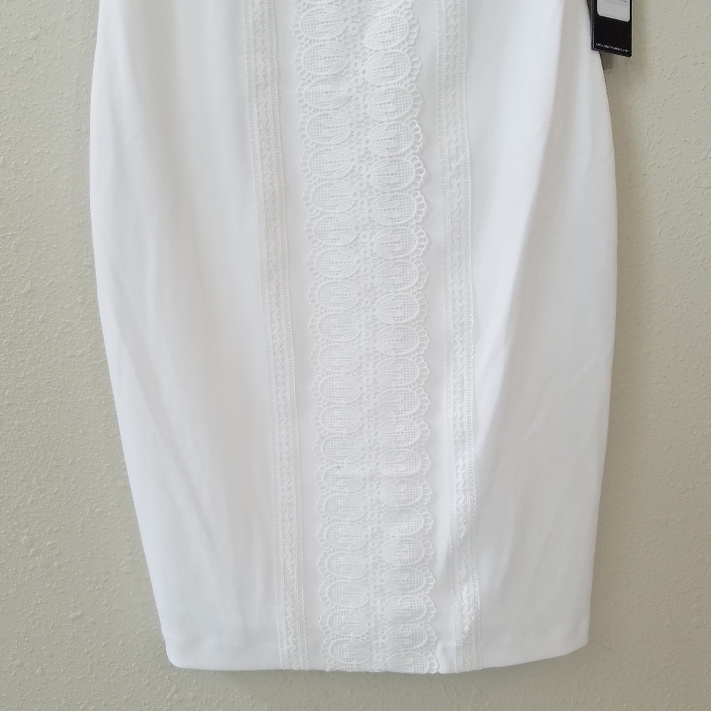 KARL LAGERFELD PARIS White Lace Trim Dress Size 6 - Picture 9 of 10